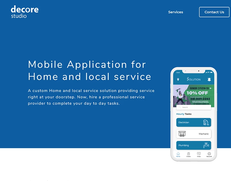 Behance project cover for App Design for Home and local service.